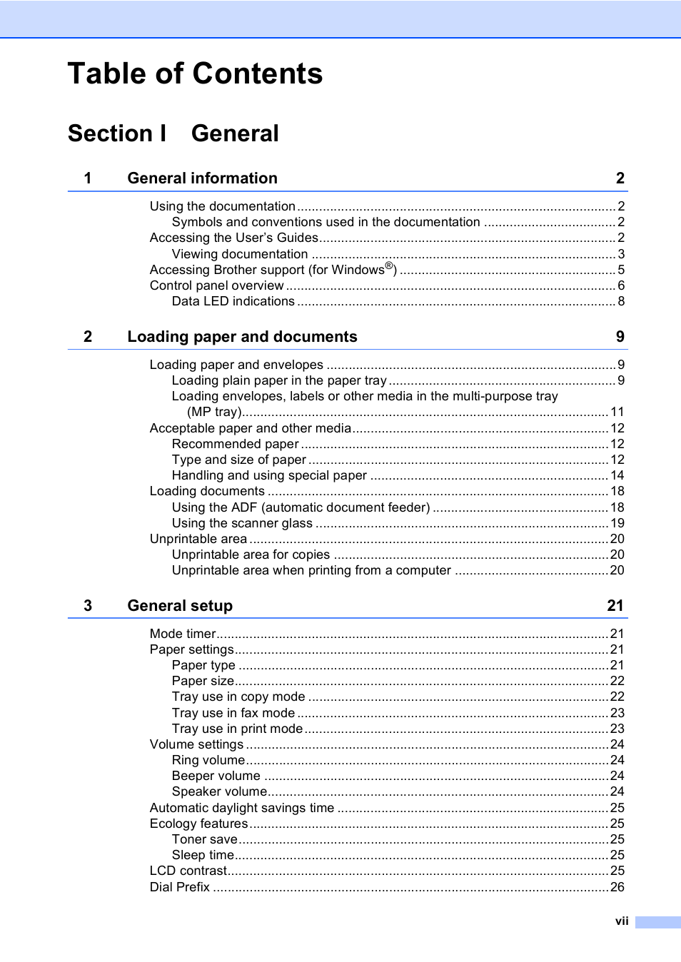 Brother MFC-9450CDN User Manual | Page 9 / 252