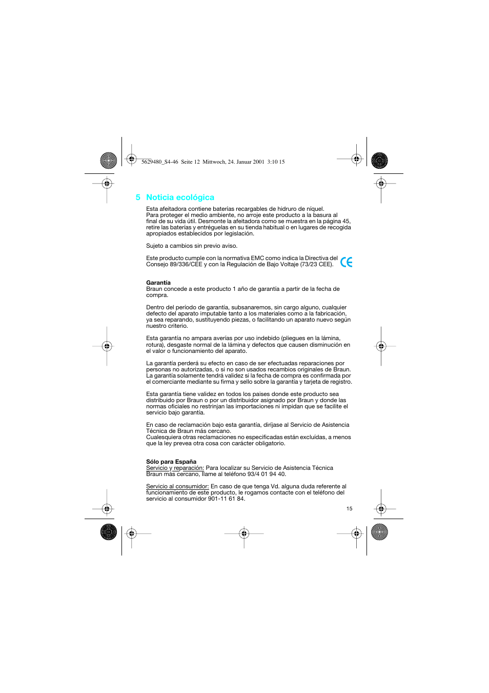 5 noticia ecológica | Braun 3612 InterFace User Manual | Page 15 / 46