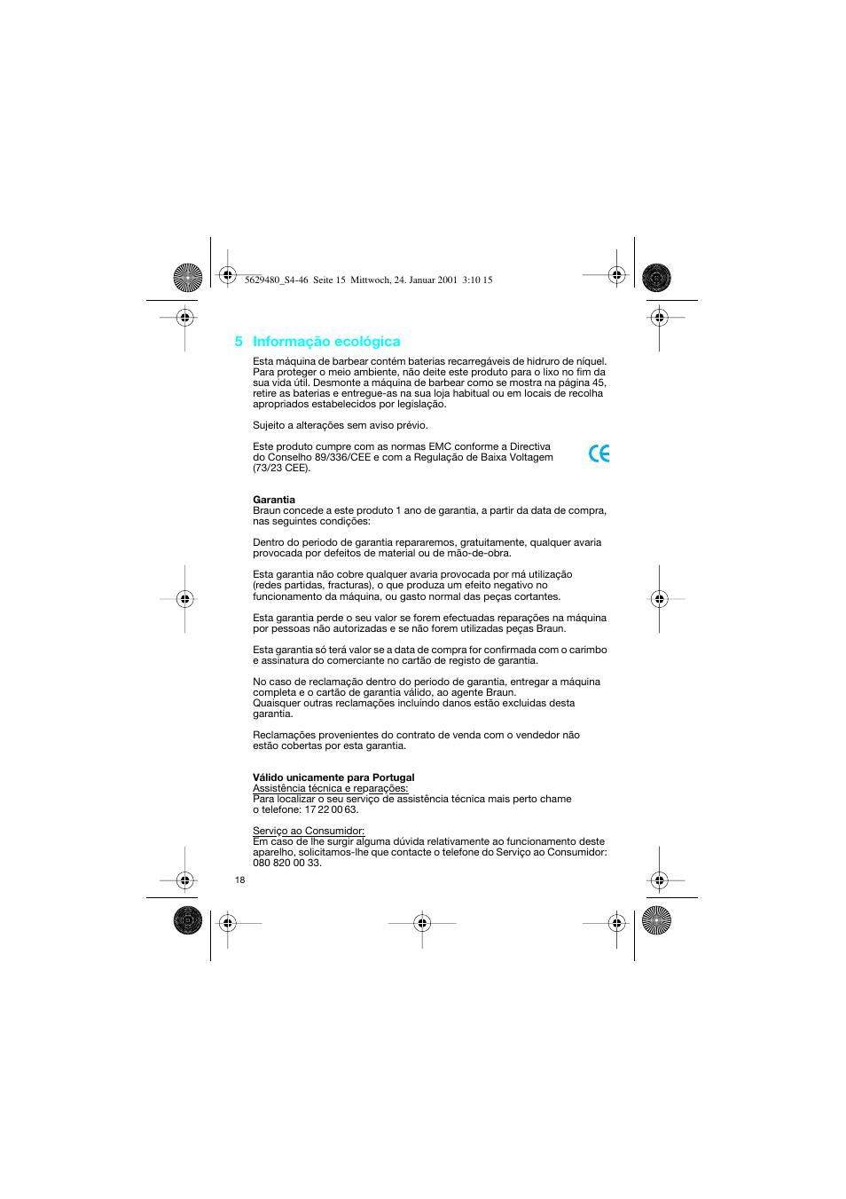 5 informação ecológica | Braun 3612 InterFace User Manual | Page 18 / 46