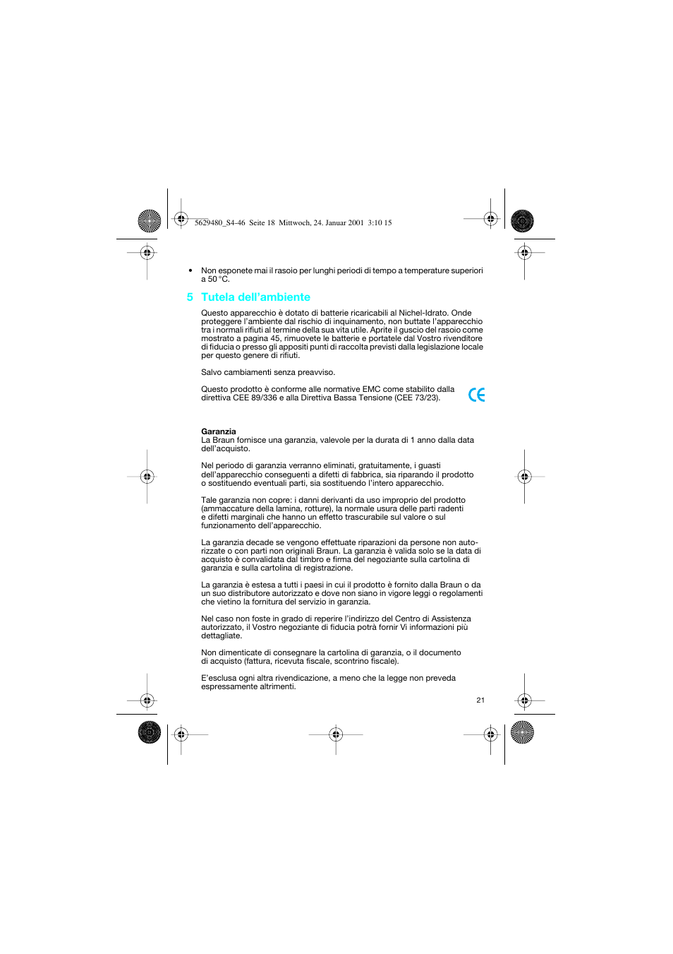 5 tutela dell’ambiente | Braun 3612 InterFace User Manual | Page 21 / 46