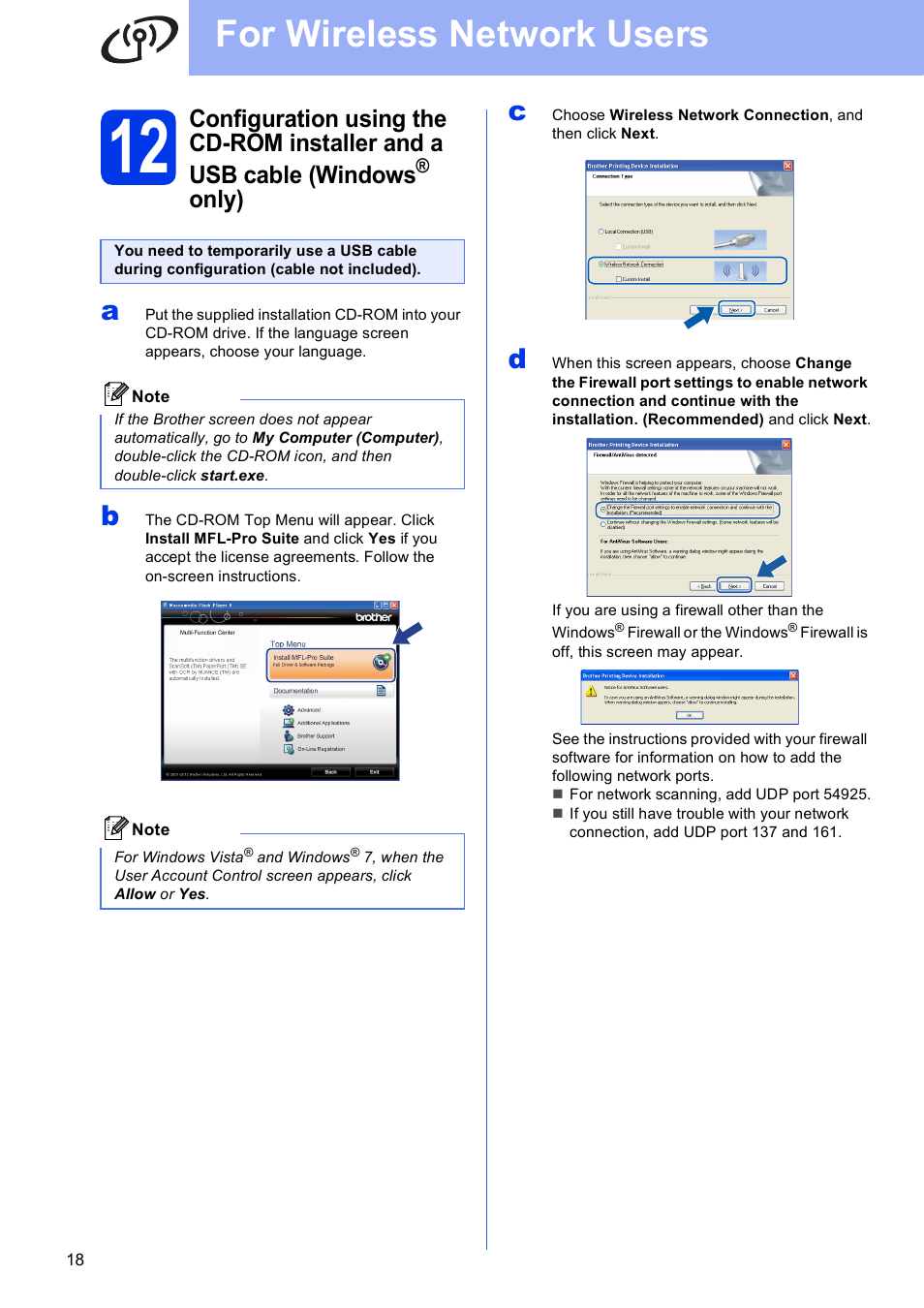 For wireless network users, Only) | Brother DCP-J140W User Manual | Page 18 / 32
