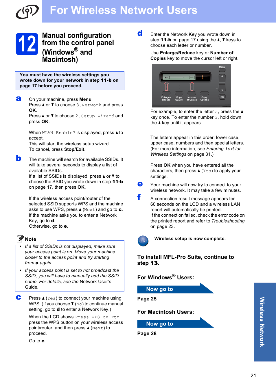 For wireless network users, And macintosh) | Brother DCP-J140W User Manual | Page 21 / 32