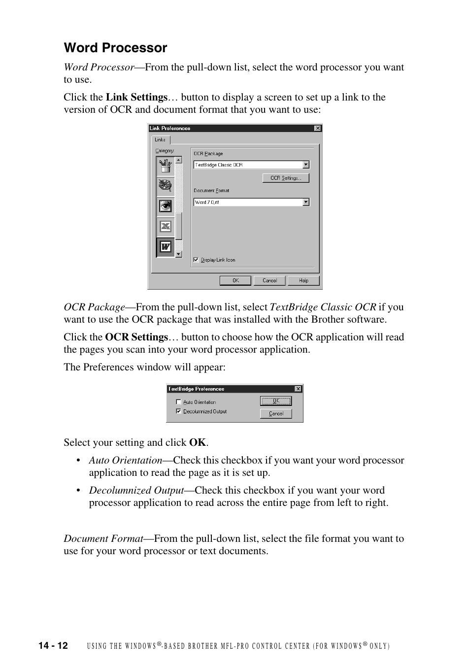 Word processor, Word processor -12 | Brother MFC-6800 User Manual | Page 132 / 222