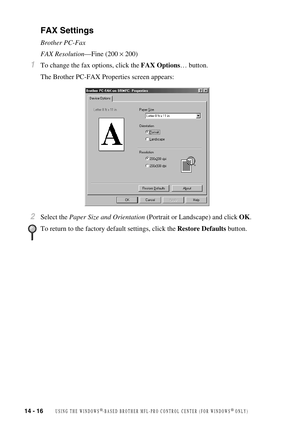 Fax settings, Fax settings -16 | Brother MFC-6800 User Manual | Page 136 / 222