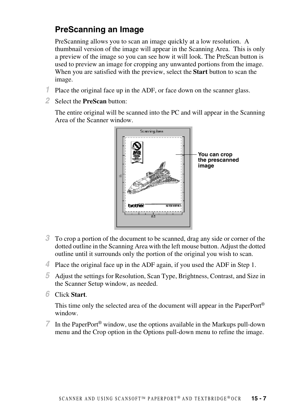 Prescanning an image, Prescanning an image -7 | Brother MFC-6800 User Manual | Page 143 / 222