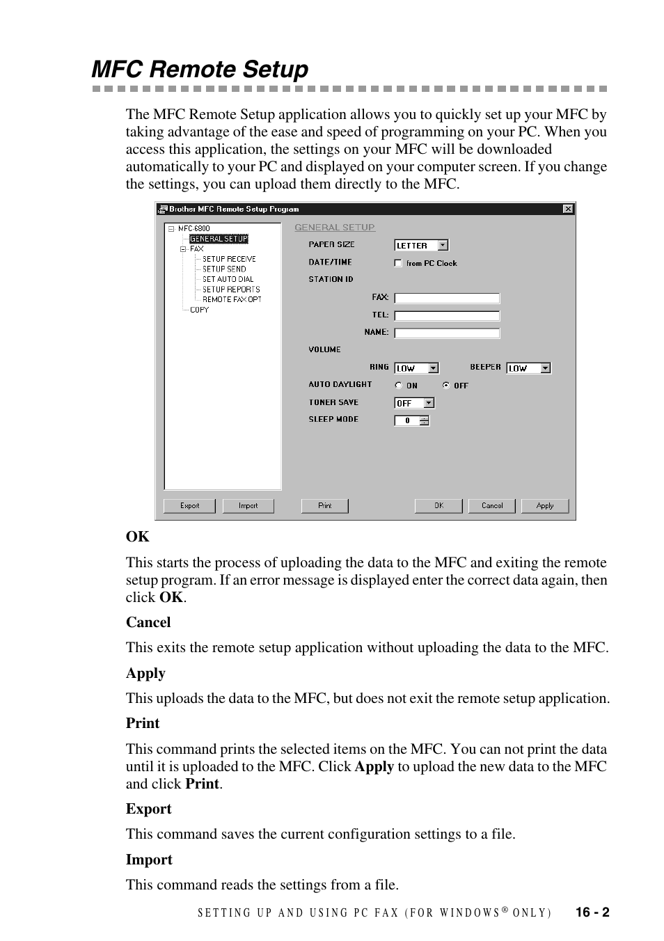 Mfc remote setup, Mfc remote setup -2 | Brother MFC-6800 User Manual | Page 145 / 222