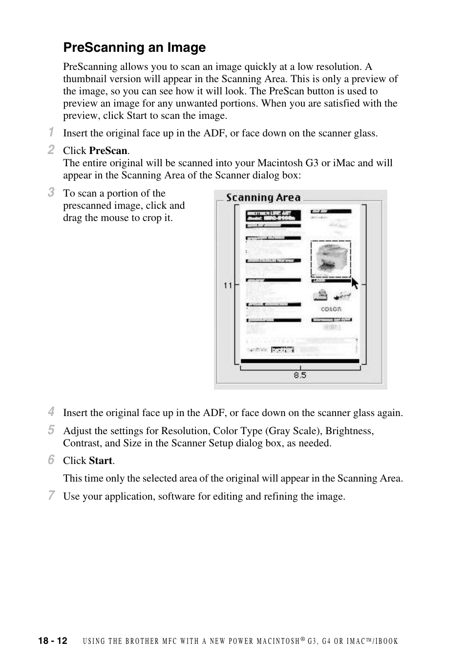 Prescanning an image, Prescanning an image -12 | Brother MFC-6800 User Manual | Page 172 / 222