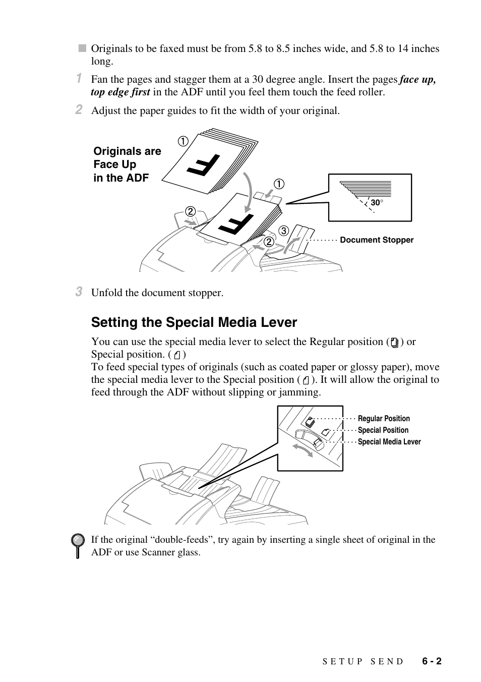 Setting the special media lever, Setting the special media lever -2 | Brother MFC-6800 User Manual | Page 61 / 222