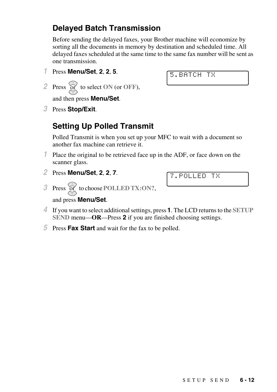 Delayed batch transmission, Setting up polled transmit | Brother MFC-6800 User Manual | Page 71 / 222