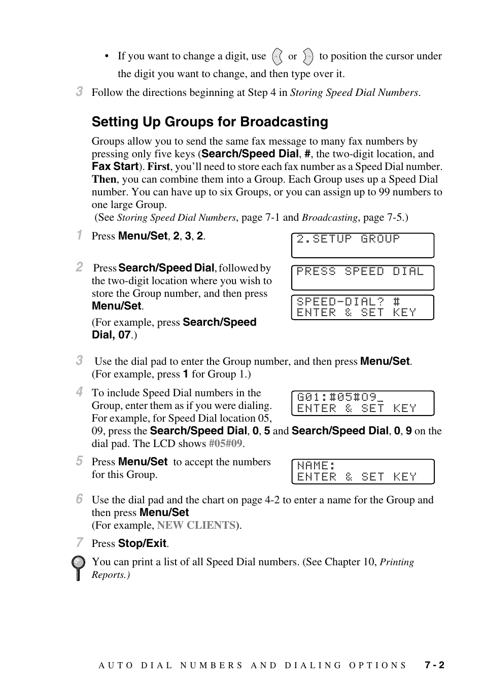 Setting up groups for broadcasting, Setting up groups for broadcasting -2 | Brother MFC-6800 User Manual | Page 73 / 222