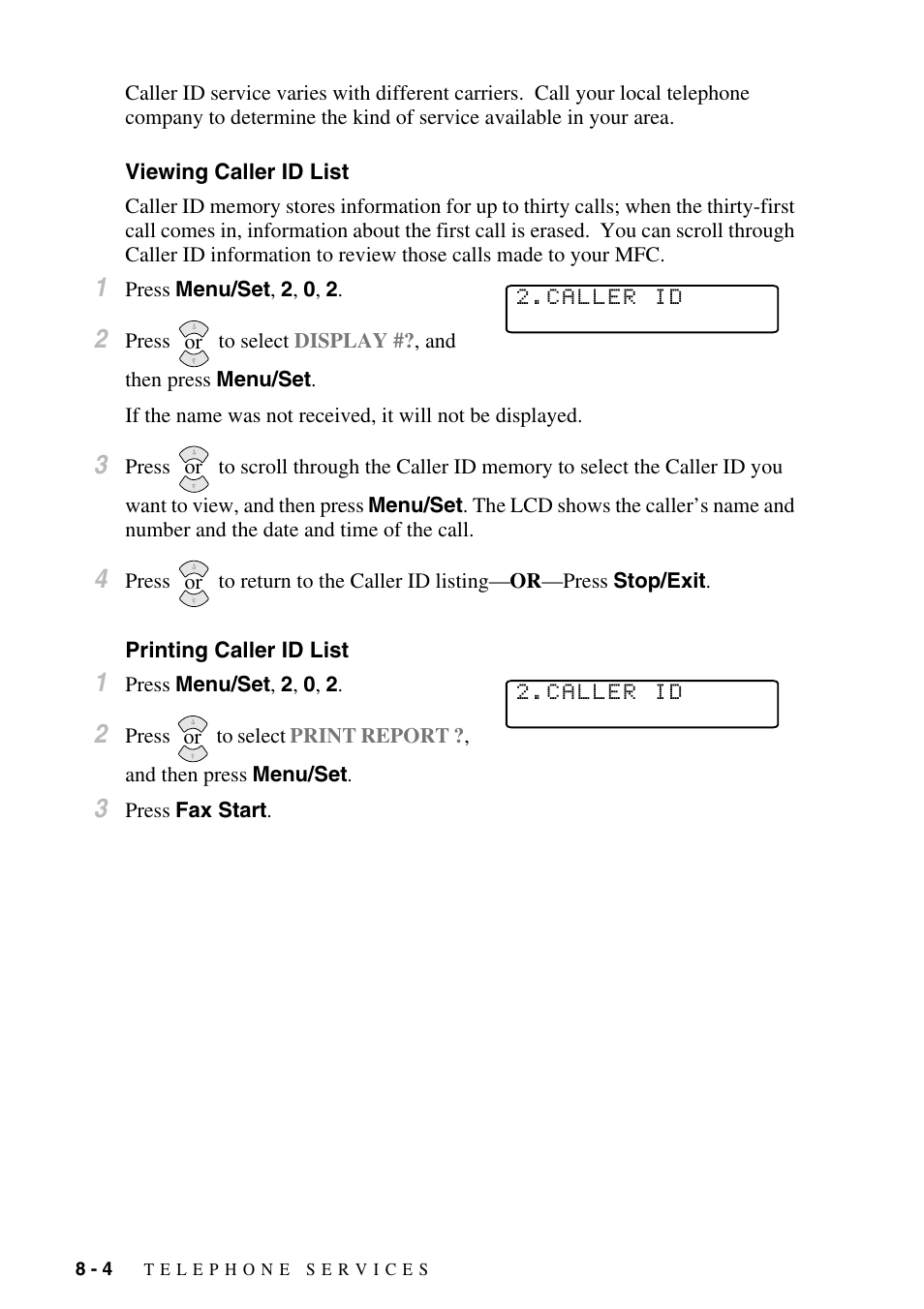 Viewing caller id list, Printing caller id list, Printing | Caller id list | Brother MFC-6800 User Manual | Page 80 / 222