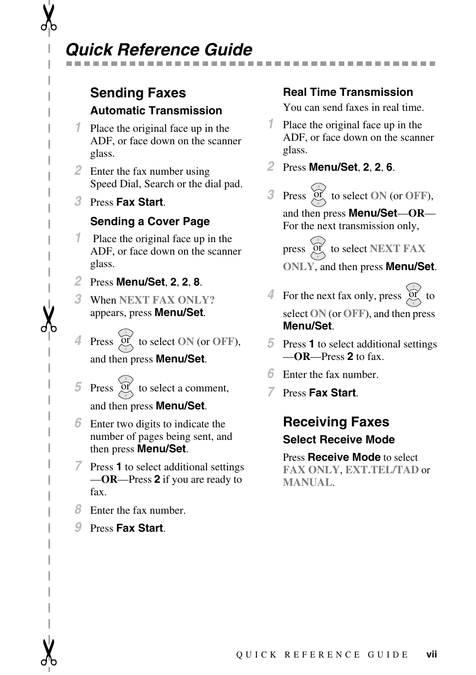 Quick reference guide, Sending faxes, Receiving faxes | Brother MFC-6800 User Manual | Page 9 / 222