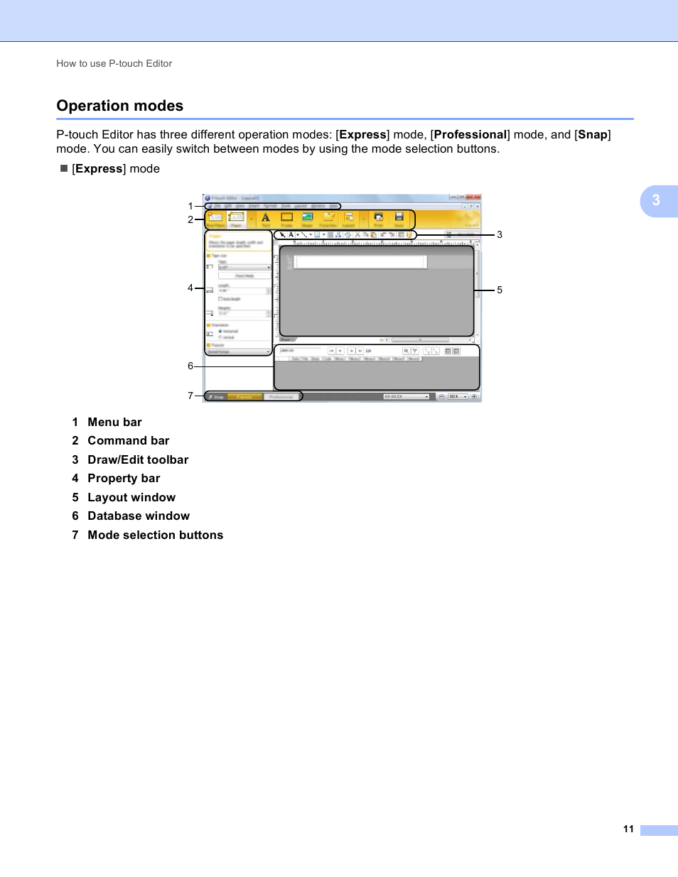 Operation modes, 3operation modes | Brother PT-P700 User Manual | Page 15 / 49