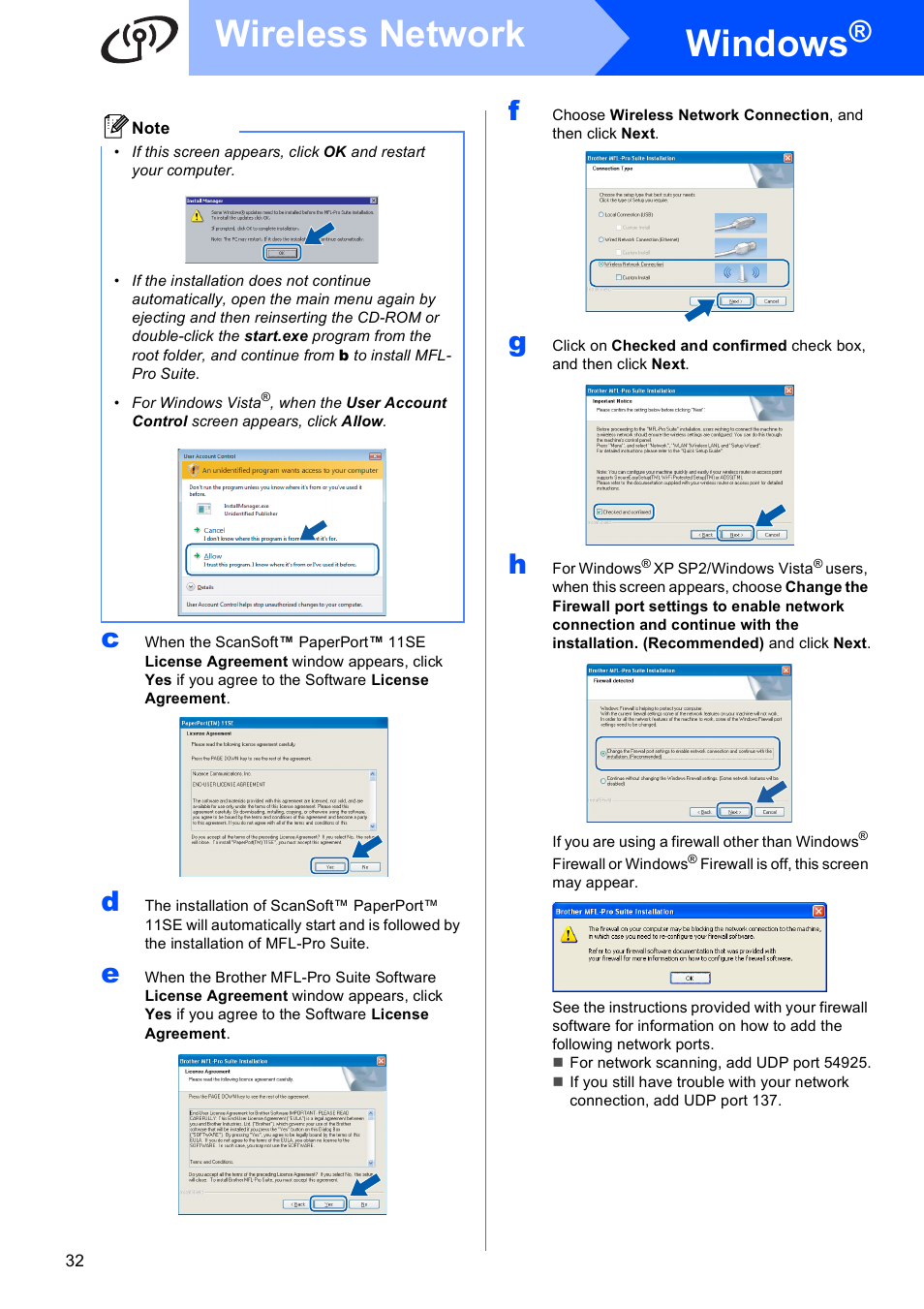 Windows, Wireless network | Brother DCP-585CW User Manual | Page 32 / 43