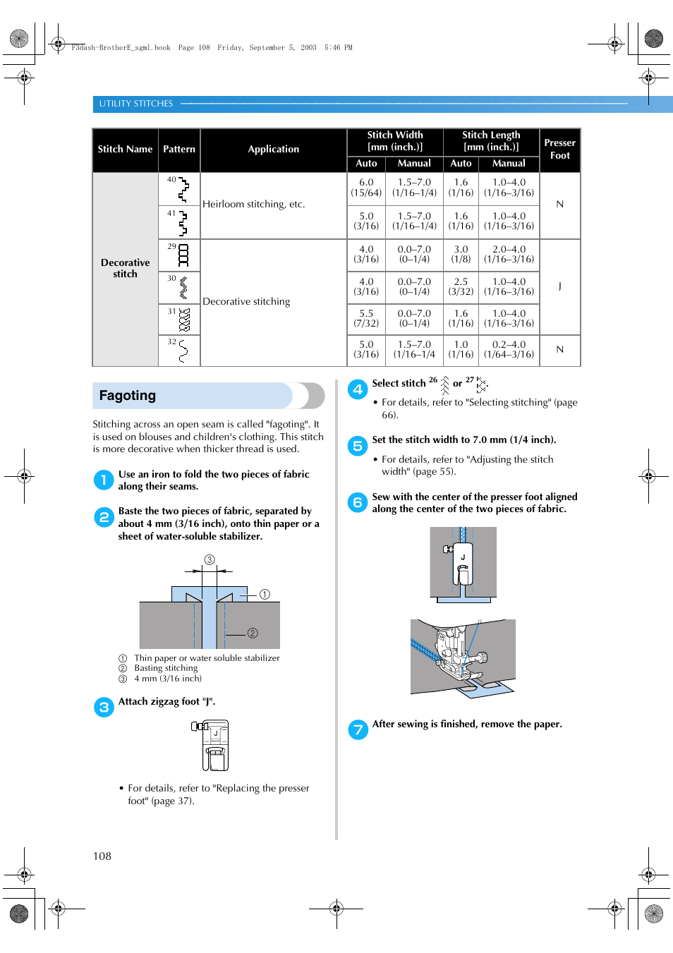 Fagoting | Brother NX 600 User Manual | Page 114 / 160