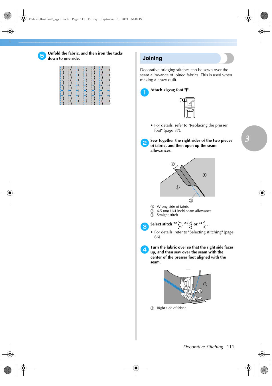 Joining | Brother NX 600 User Manual | Page 117 / 160