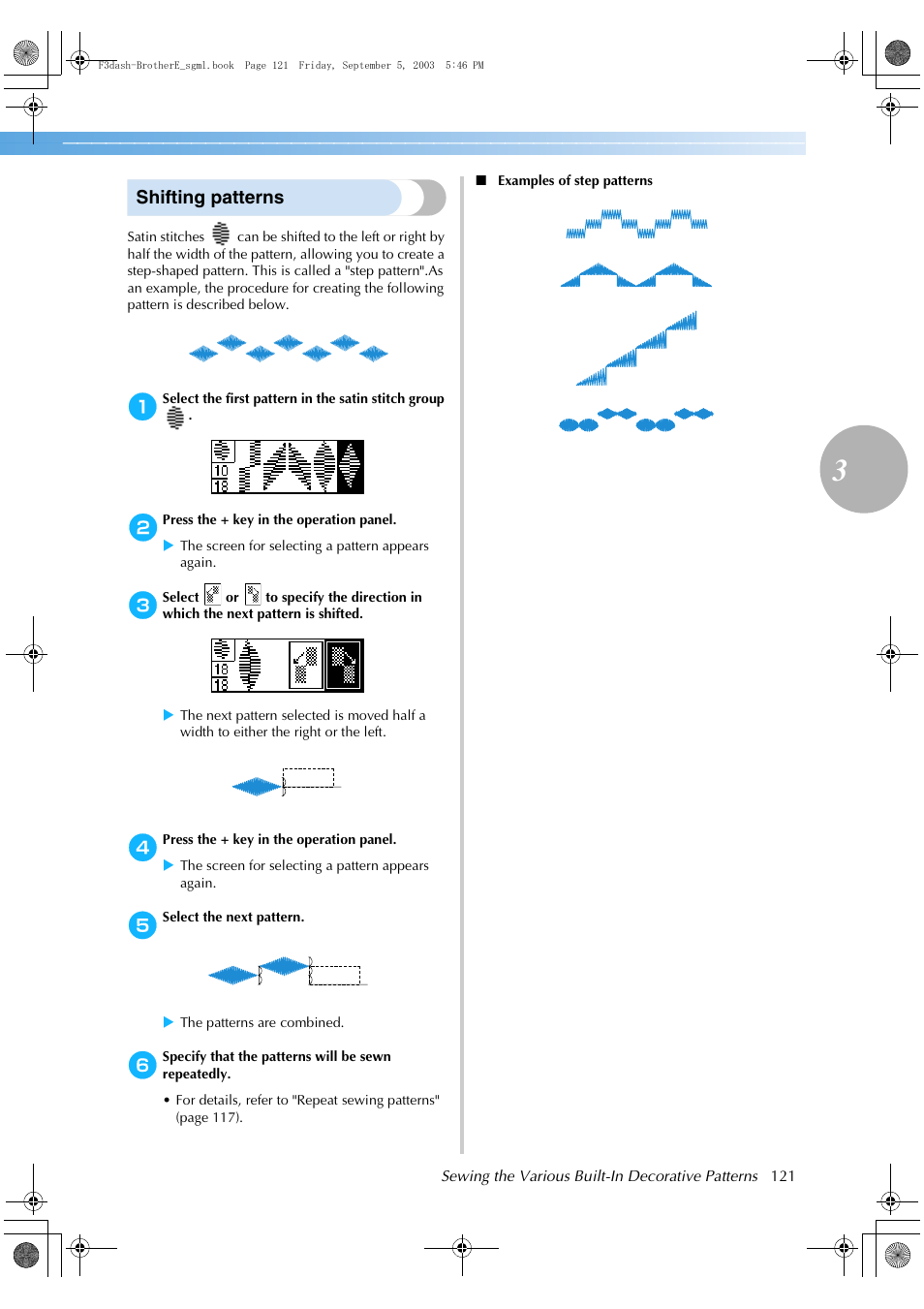 Shifting patterns | Brother NX 600 User Manual | Page 127 / 160