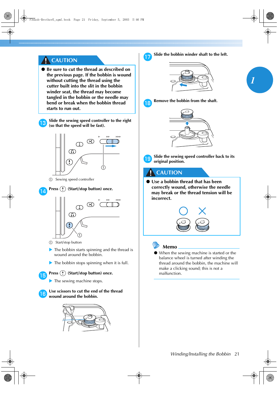 Caution | Brother NX 600 User Manual | Page 27 / 160
