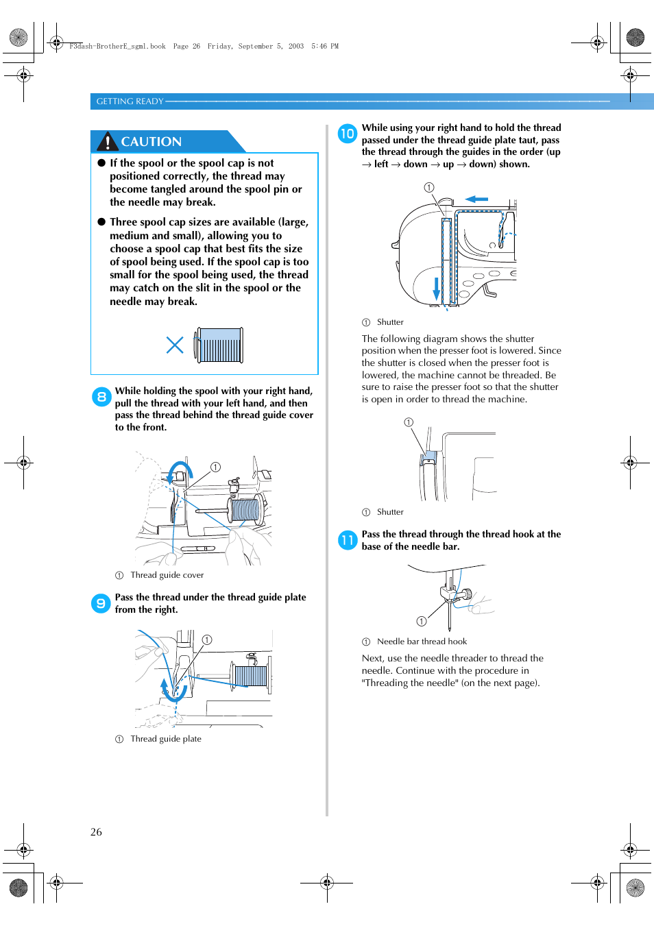 Caution | Brother NX 600 User Manual | Page 32 / 160
