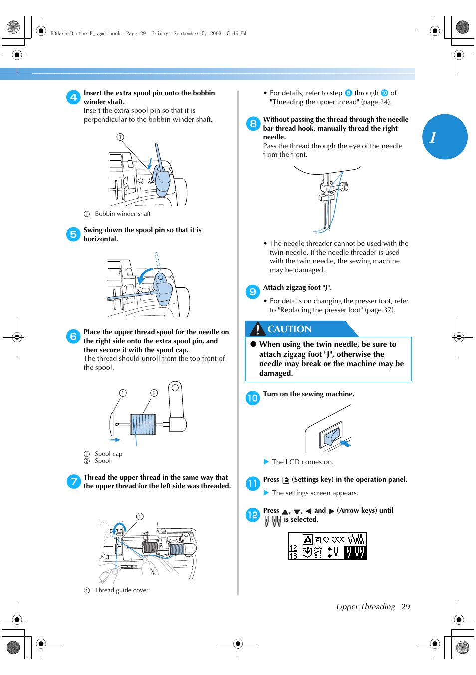 Caution | Brother NX 600 User Manual | Page 35 / 160