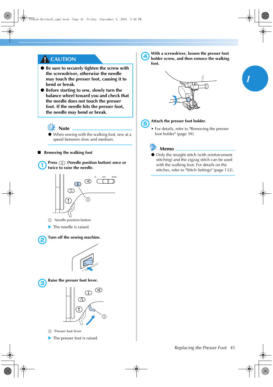 Caution | Brother NX 600 User Manual | Page 47 / 160