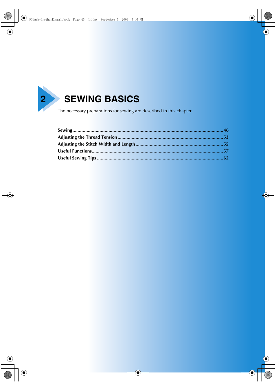 2sewing basics | Brother NX 600 User Manual | Page 51 / 160