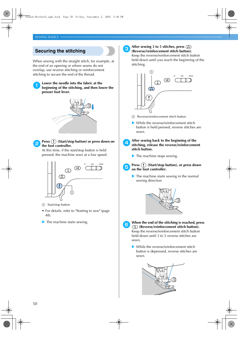 Securing the stitching | Brother NX 600 User Manual | Page 56 / 160