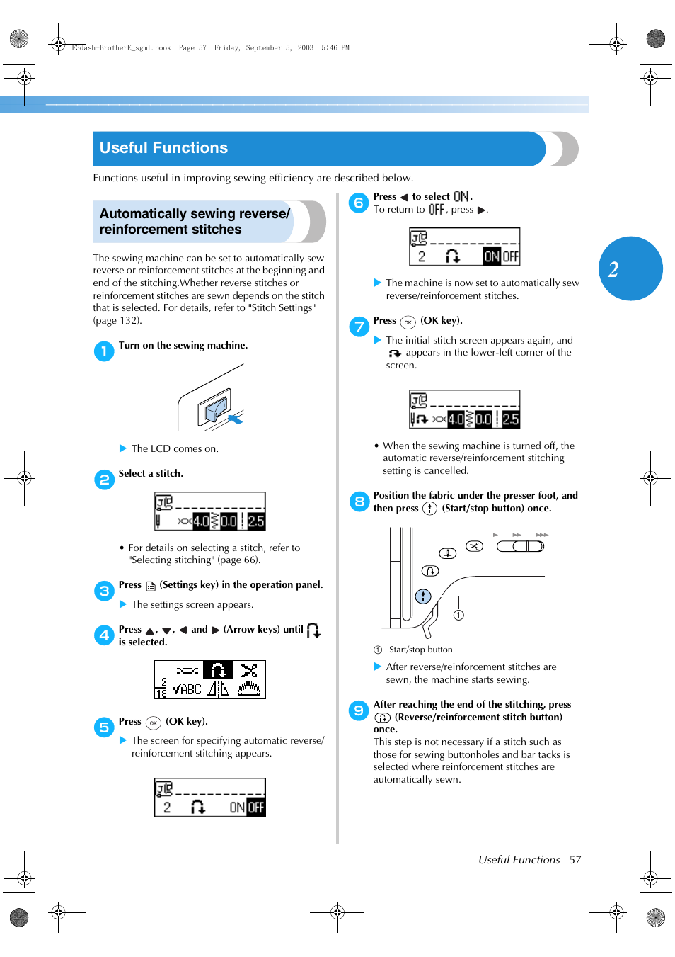 Useful functions | Brother NX 600 User Manual | Page 63 / 160