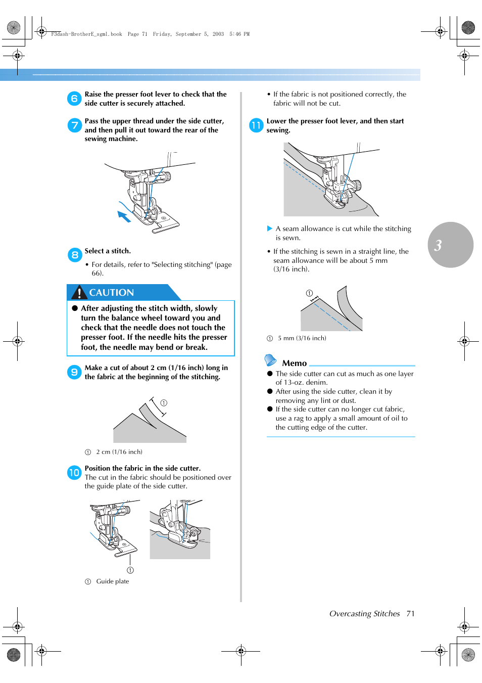 Caution | Brother NX 600 User Manual | Page 77 / 160