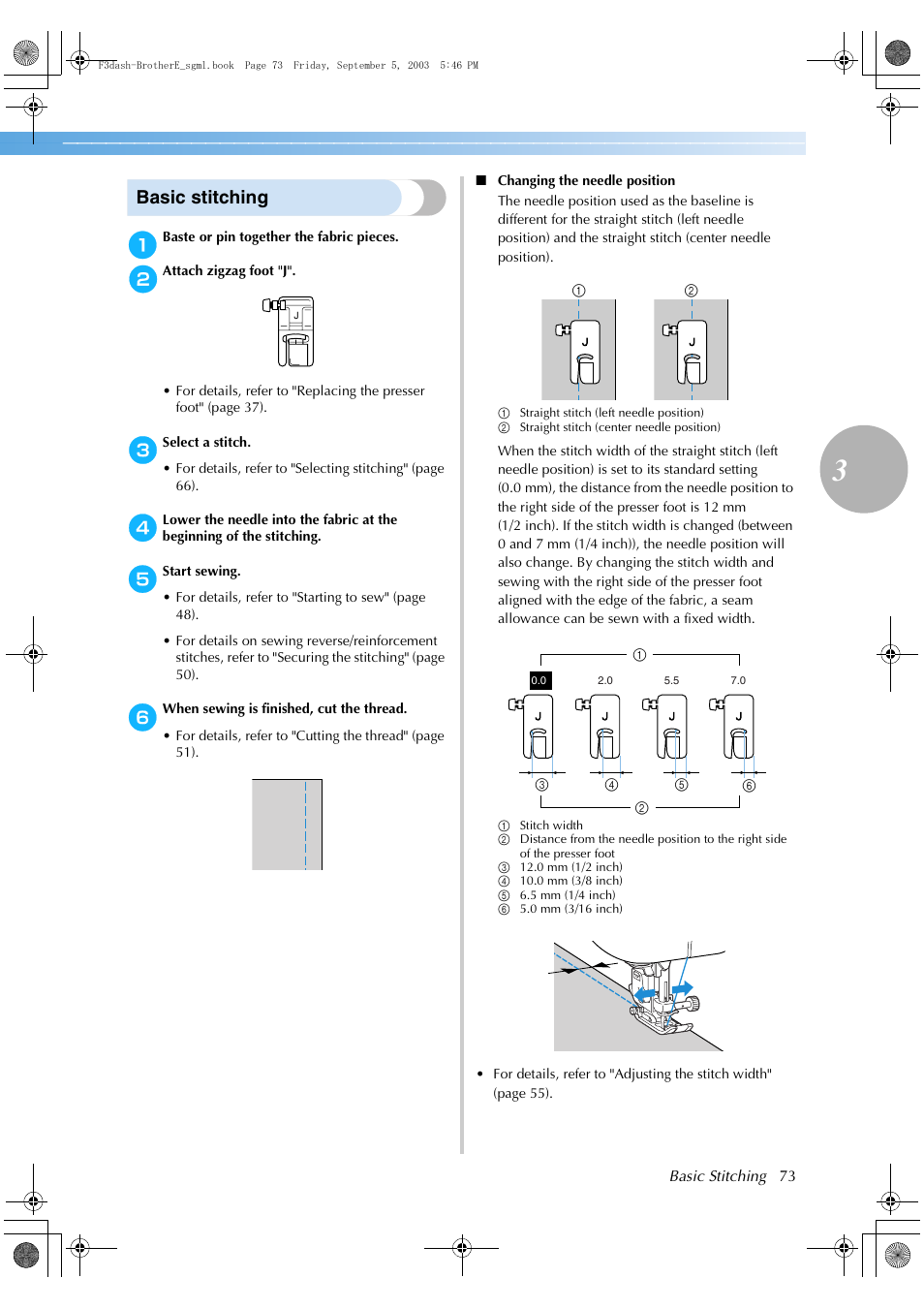 Basic stitching | Brother NX 600 User Manual | Page 79 / 160