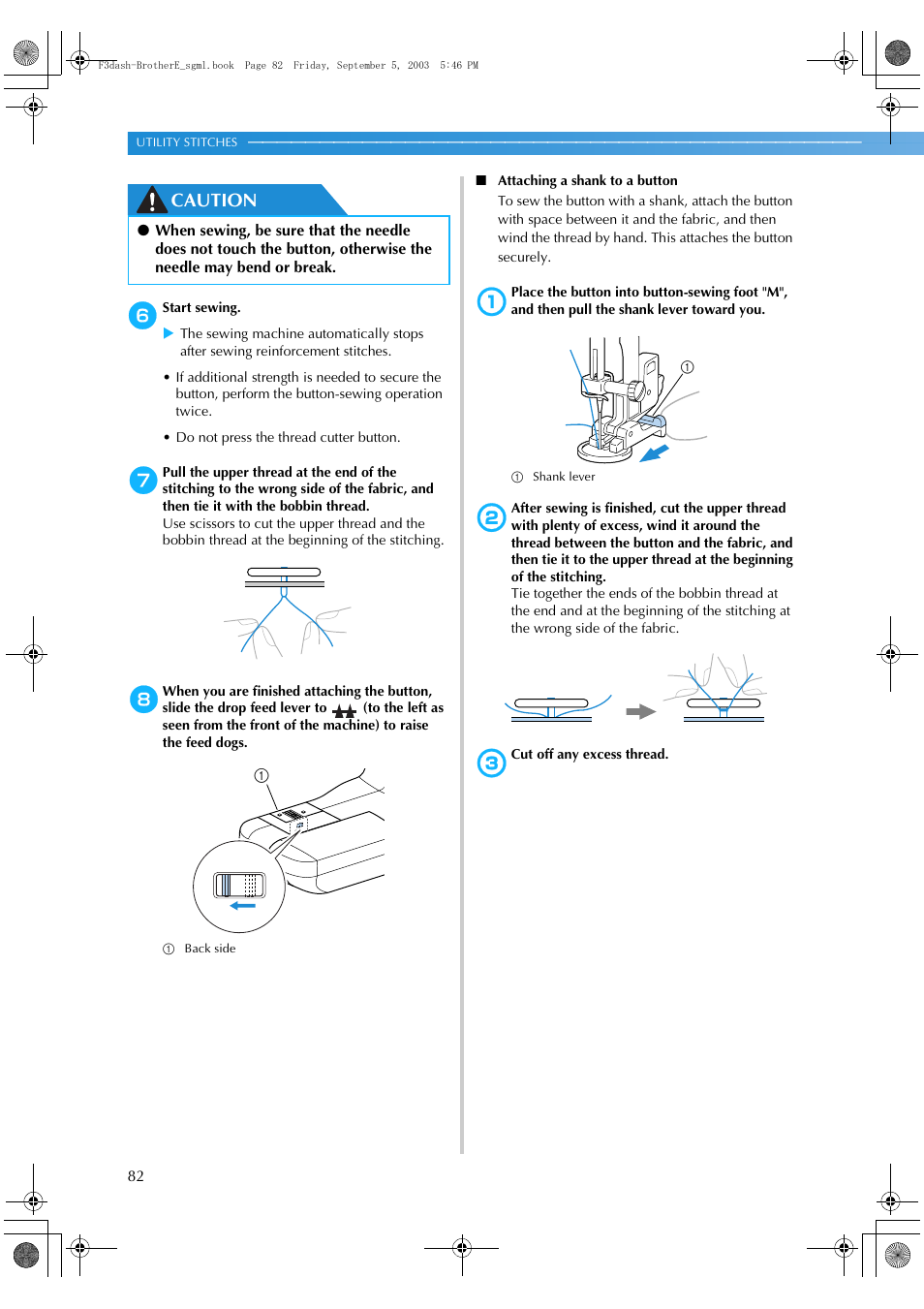 Caution | Brother NX 600 User Manual | Page 88 / 160