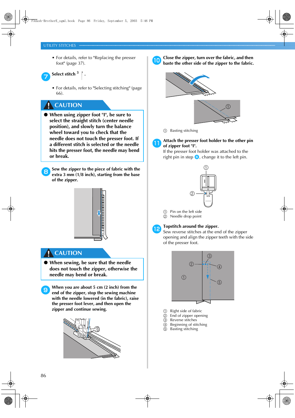 Caution | Brother NX 600 User Manual | Page 92 / 160