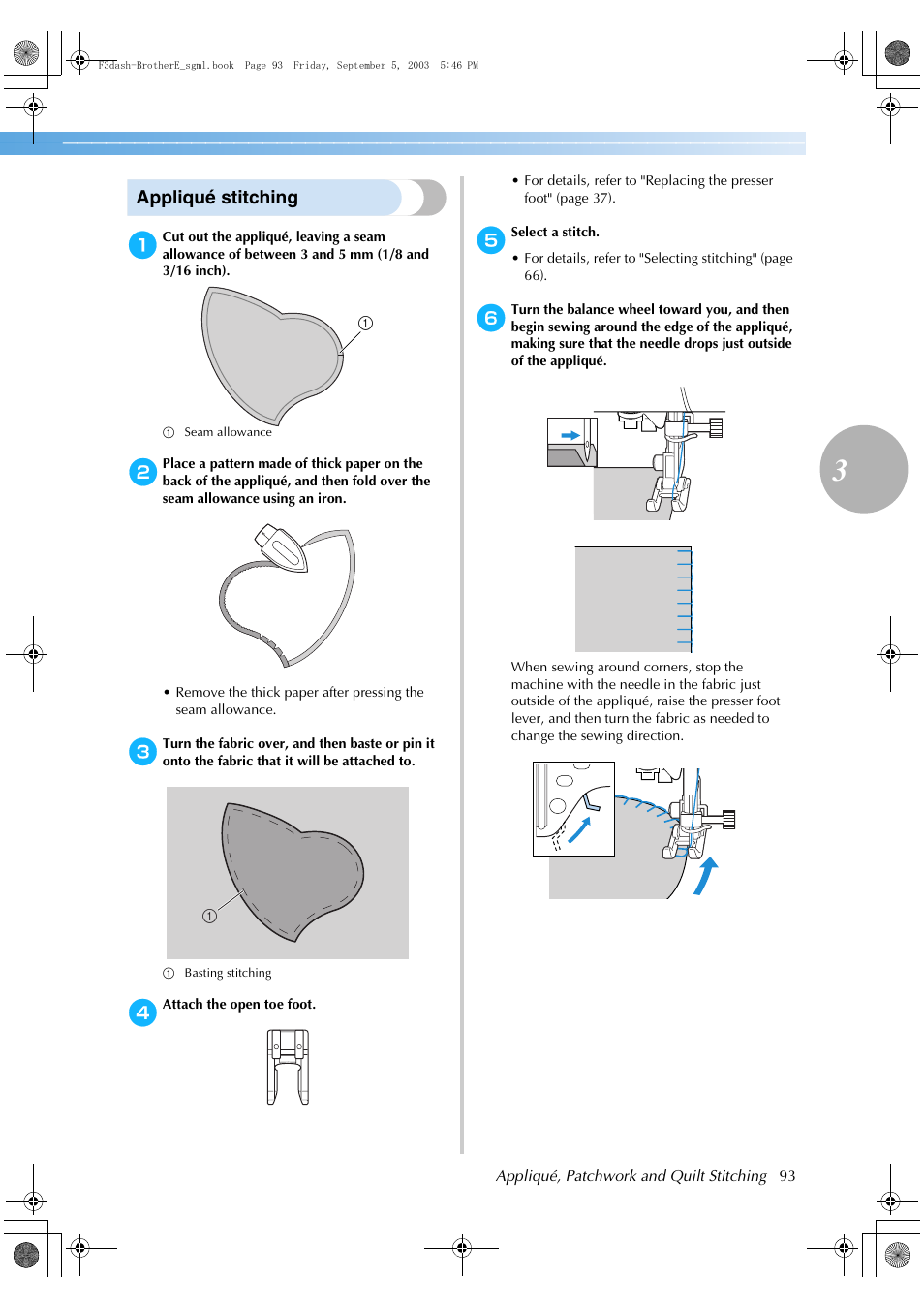 Appliqué stitching | Brother NX 600 User Manual | Page 99 / 160