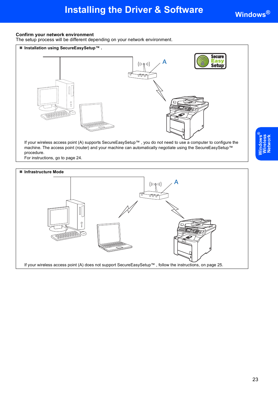 Installing the driver & software, Windows | Brother MFC 9840CDW User Manual | Page 25 / 53