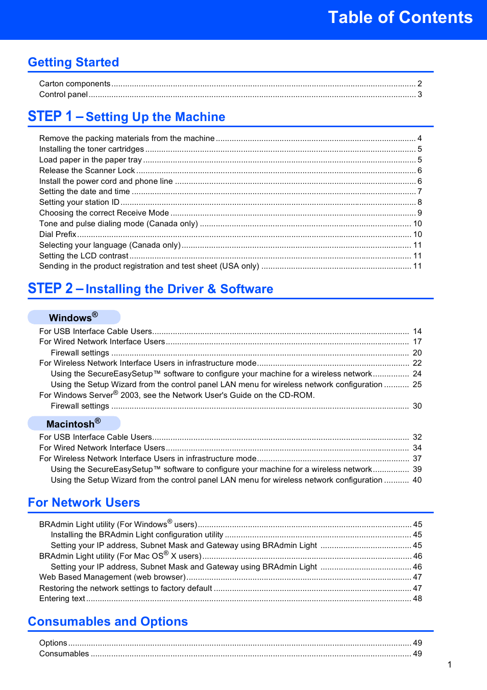 Brother MFC 9840CDW User Manual | Page 3 / 53