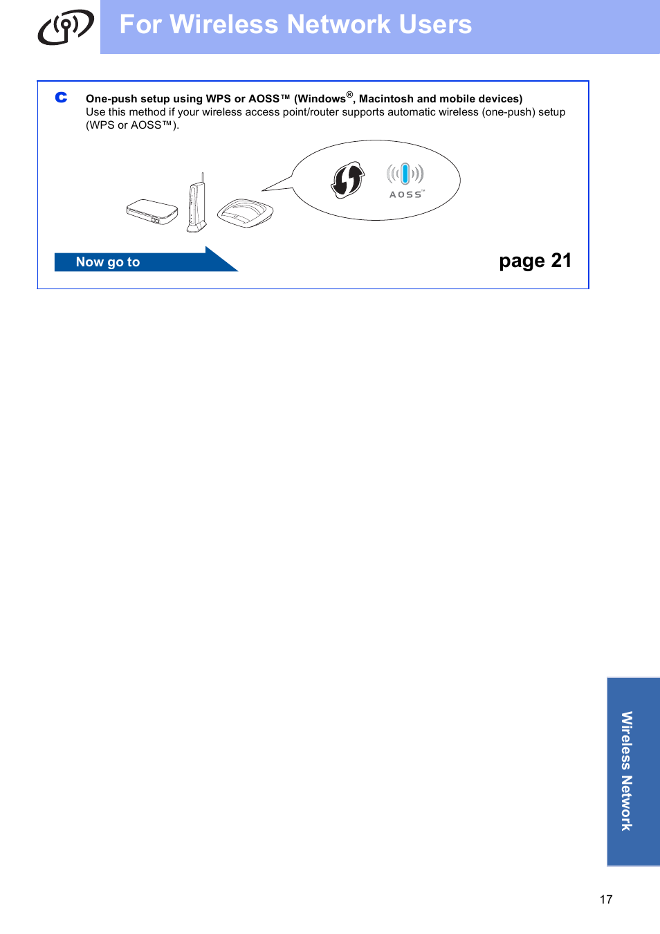 For wireless network users, Page 21 | Brother DCP-J152W User Manual | Page 17 / 32