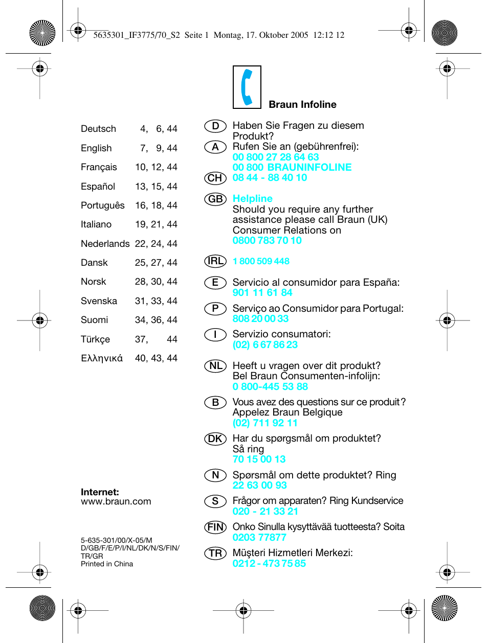 Braun 3770 InterFace Excel User Manual | Page 2 / 47