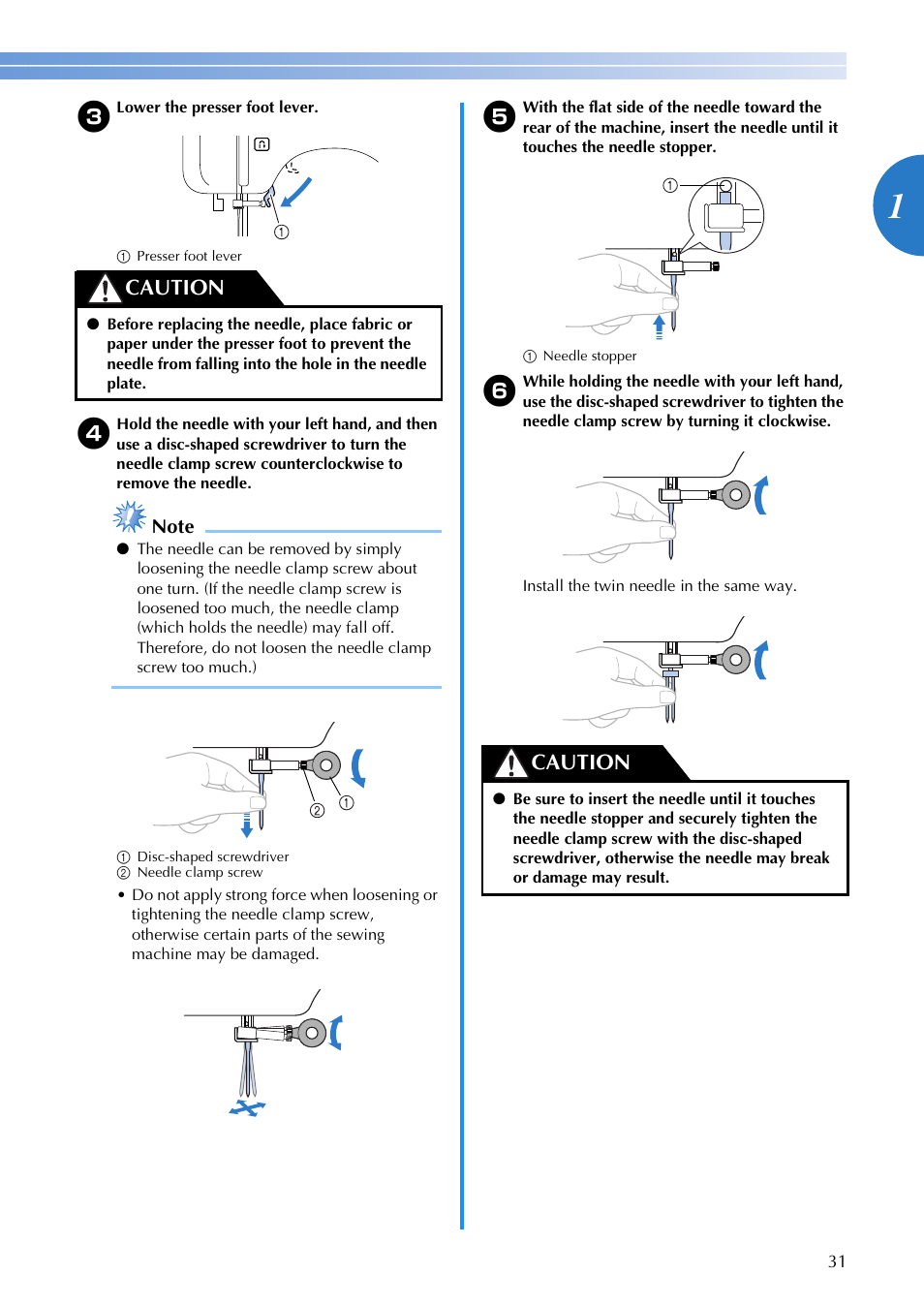 Caution | Brother CS8800PRW User Manual | Page 33 / 104