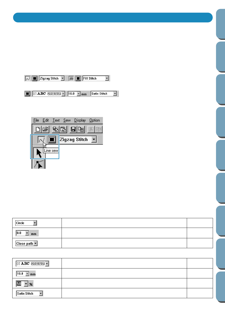 Using the sewing attributes bar | Brother PE-DESIGN Ver.432 User Manual | Page 119 / 200