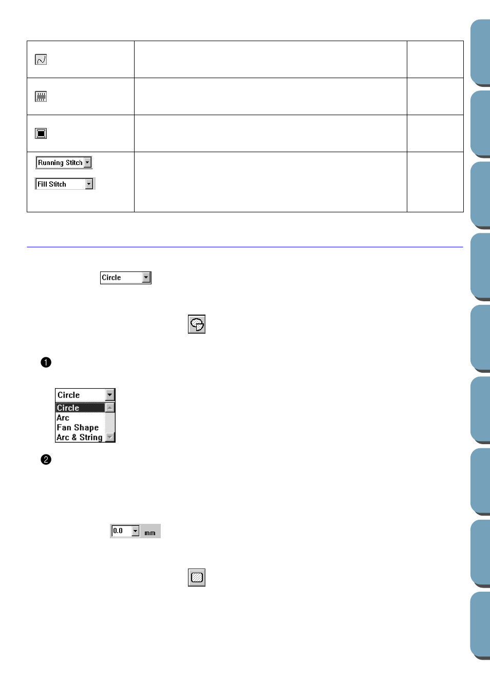 Setting geometrical attributes, Arc shape, Edge radius | Brother PE-DESIGN Ver.432 User Manual | Page 120 / 200