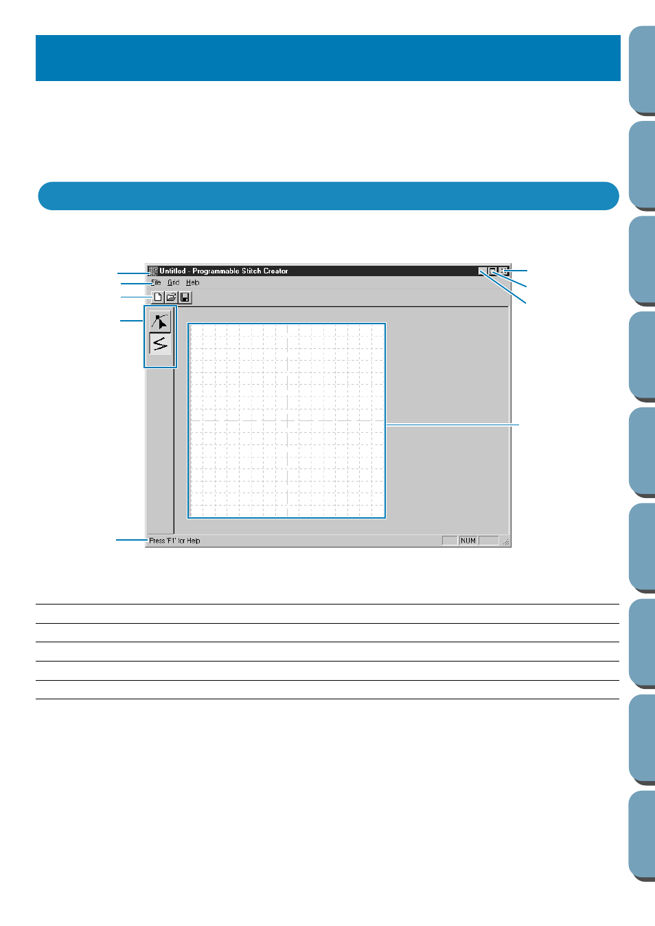 Programmable stitch creator, The screen, Programma | Stich creator | Brother PE-DESIGN Ver.432 User Manual | Page 181 / 200