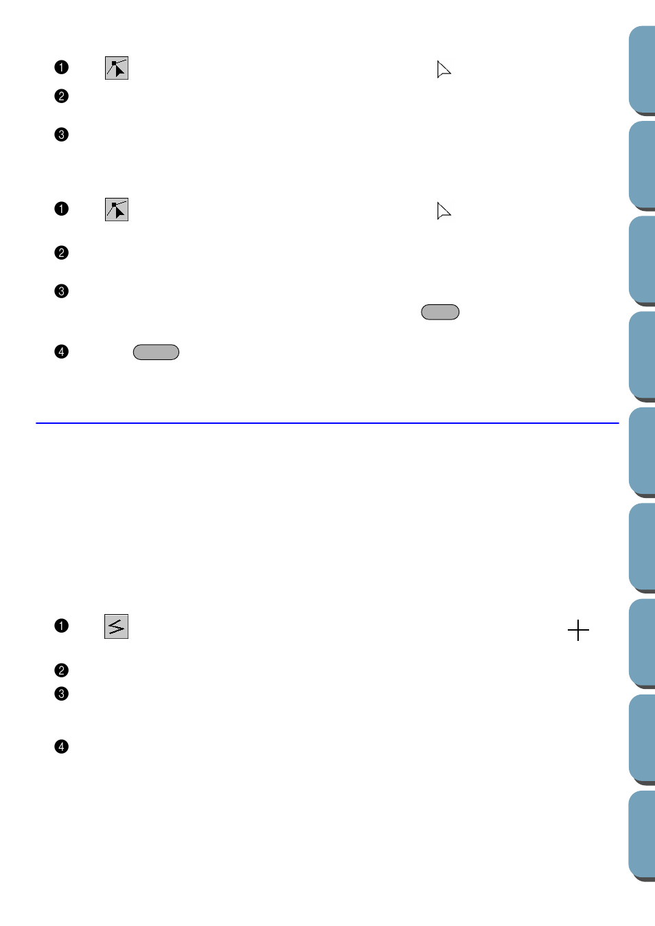 Inserting points, Deleting points, Line drawing mode | Drawing a broken line, Inserting points 1, Deleting points 1, Drawing a broken line 1 | Brother PE-DESIGN Ver.432 User Manual | Page 183 / 200