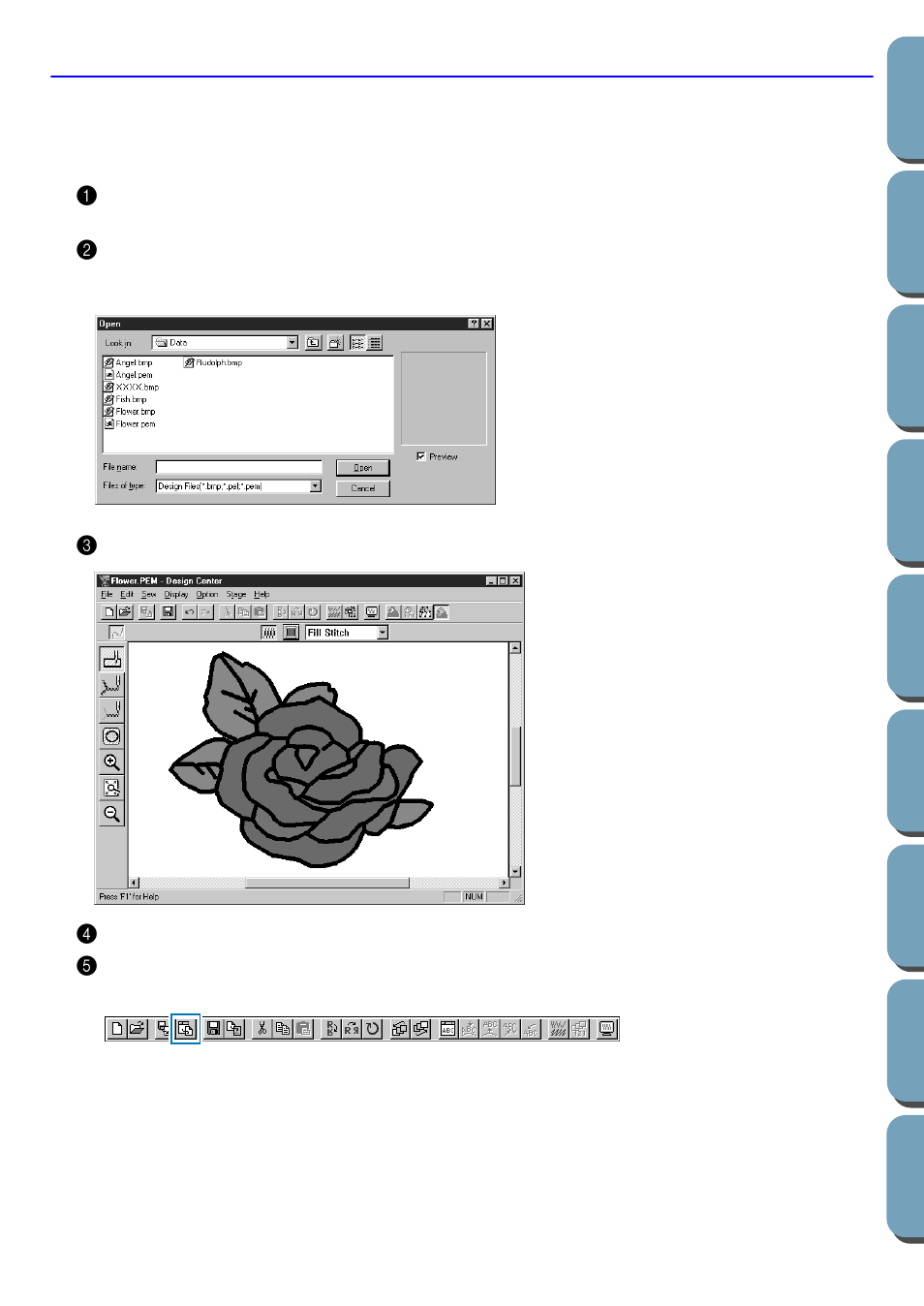 Step 2 importing embroidery patterns from design c, Importing embroidery patterns from design center, Step 2 | Brother PE-DESIGN Ver.432 User Manual | Page 34 / 200