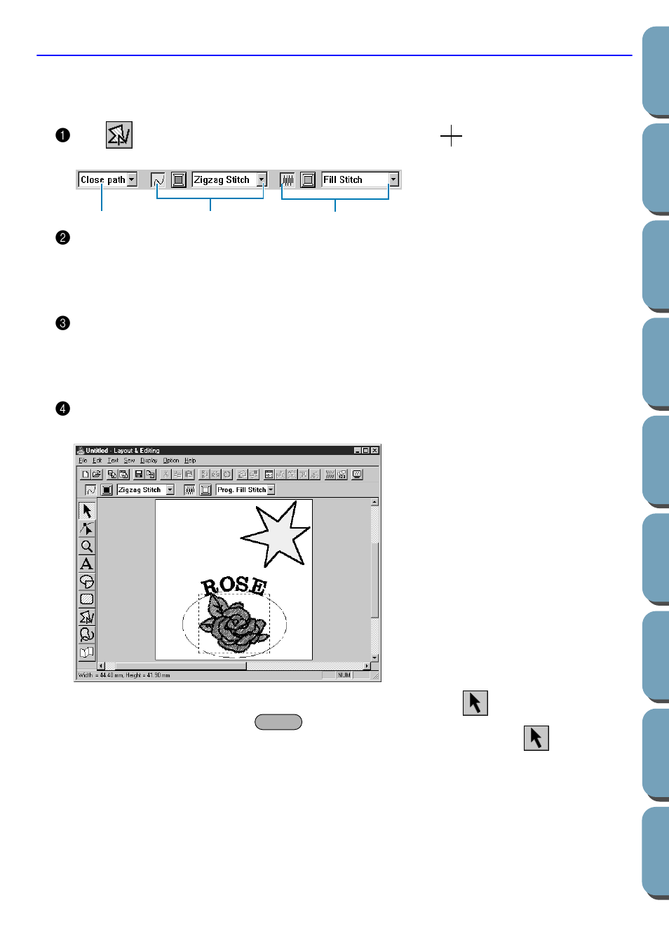 Step 12 adding broken lines for drawing the sun ra, Adding broken lines for drawing the sun rays, Step 12 | Brother PE-DESIGN Ver.432 User Manual | Page 48 / 200