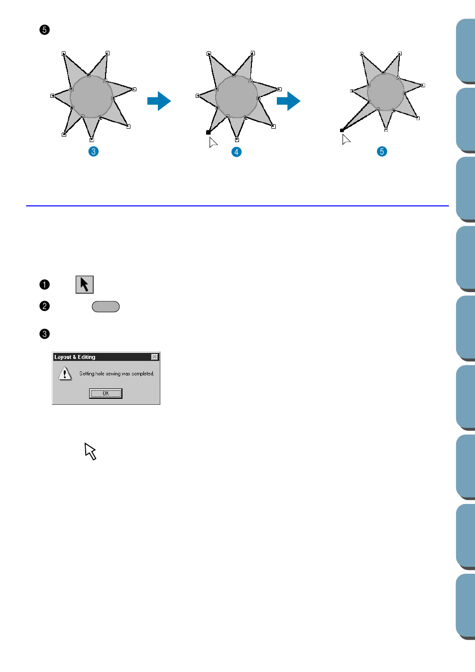 Step 15 setting hole sewing, Setting hole sewing, Step 15 | Brother PE-DESIGN Ver.432 User Manual | Page 50 / 200