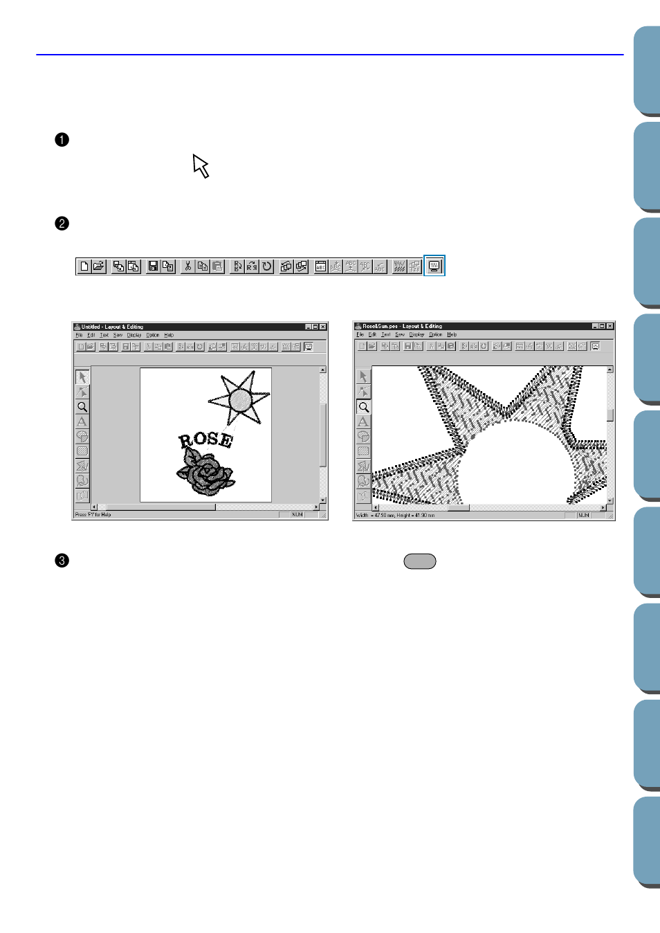 Step 16 previewing the sewing image, Previewing the sewing image, Step 16 | Brother PE-DESIGN Ver.432 User Manual | Page 51 / 200