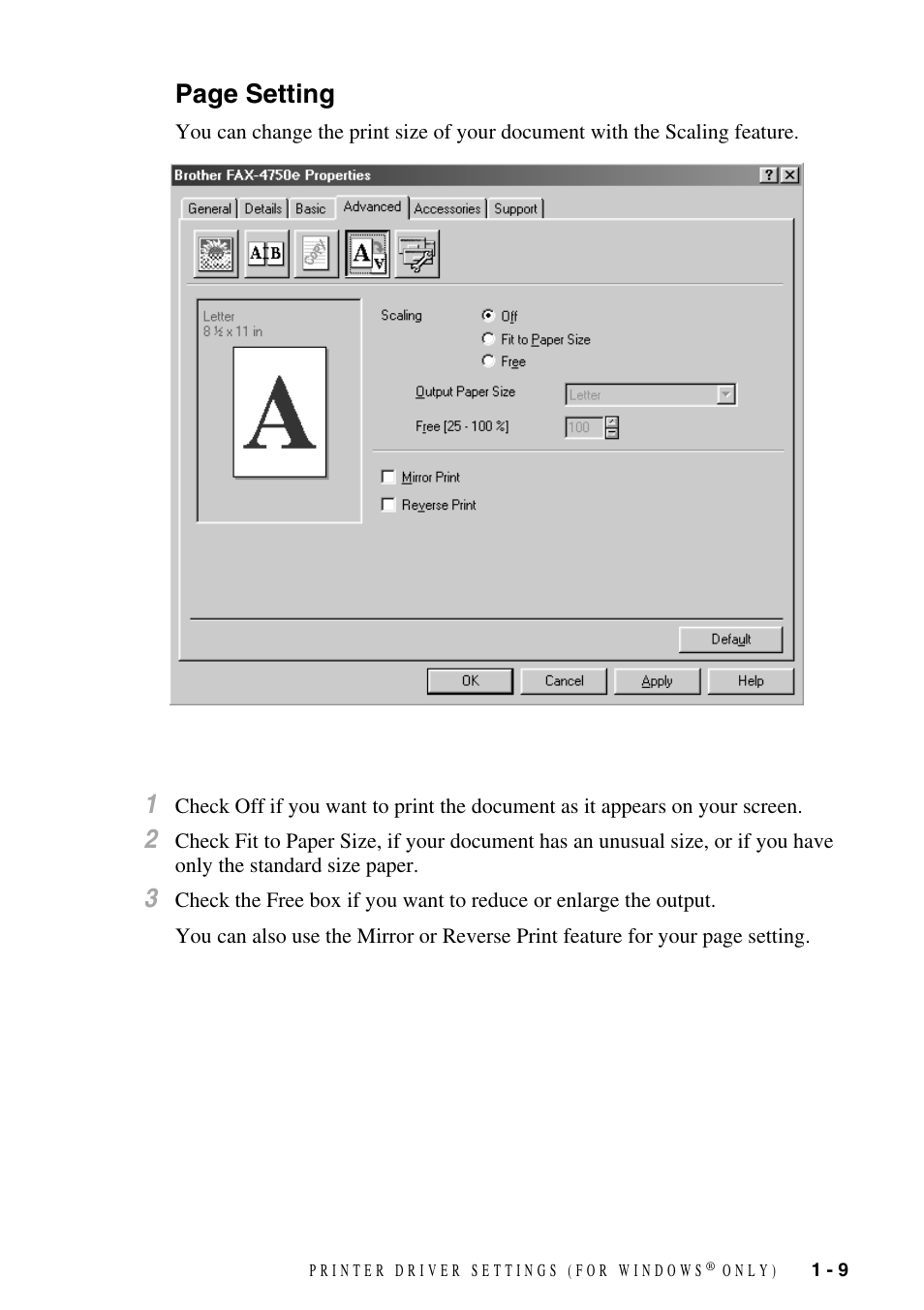 Page setting | Brother IntelliFAX 4100 User Manual | Page 12 / 25
