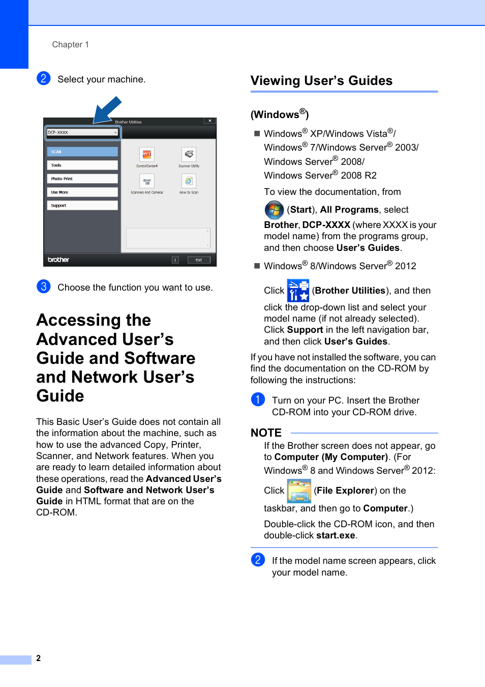 Viewing user’s guides, Windows®), Network user’s guide | Brother DCP-J152W User Manual | Page 14 / 95