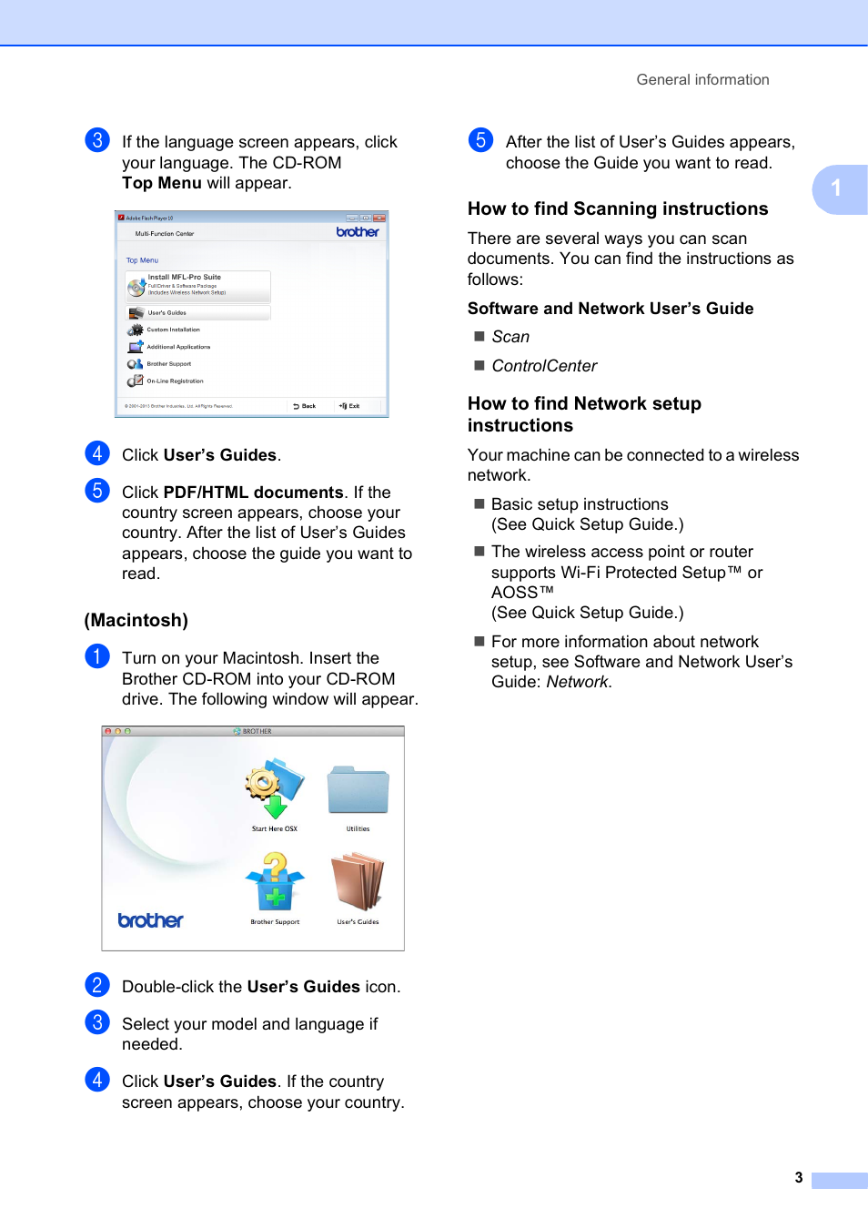 Macintosh), How to find scanning instructions, How to find network setup instructions | Brother DCP-J152W User Manual | Page 15 / 95