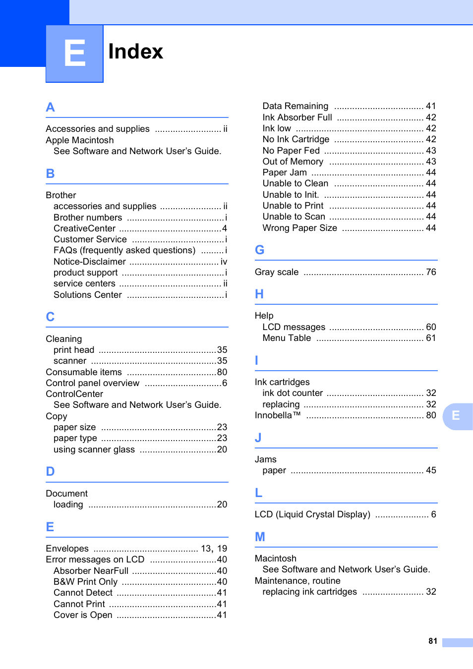 Index | Brother DCP-J152W User Manual | Page 93 / 95
